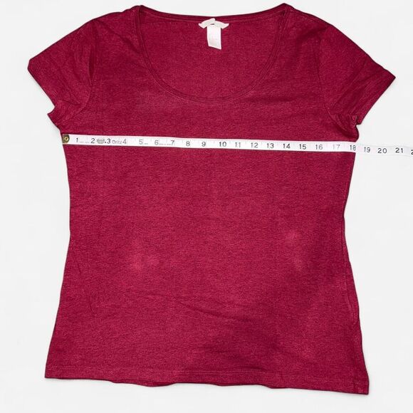 h&m Burgundy Basics Scoop Neck Short Sleeve T-Shirt - Picture 2 of 6